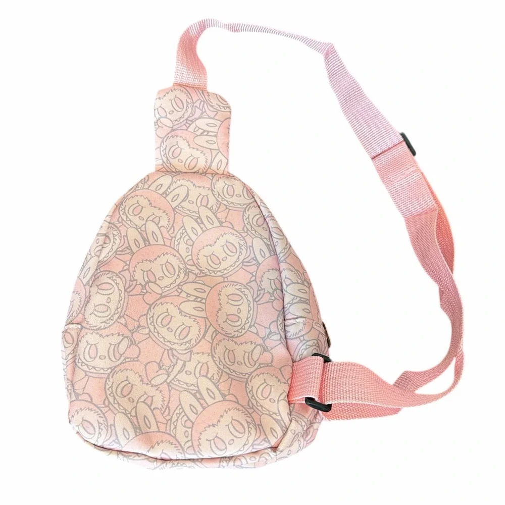 Labubu pink crossbody slingbag graphic monster character collectible toy kids